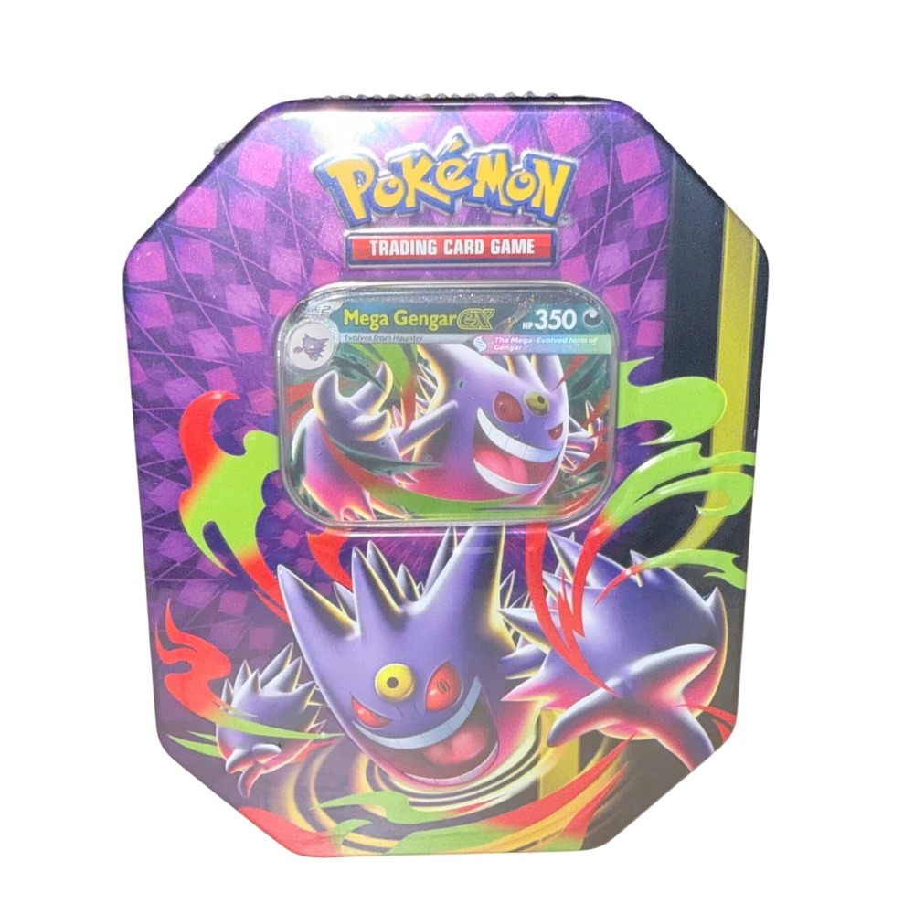 Pokemon TCG Mega Moonlit Tin Mega Gengar ex Foil Promo 4 Booster Packs Sealed
